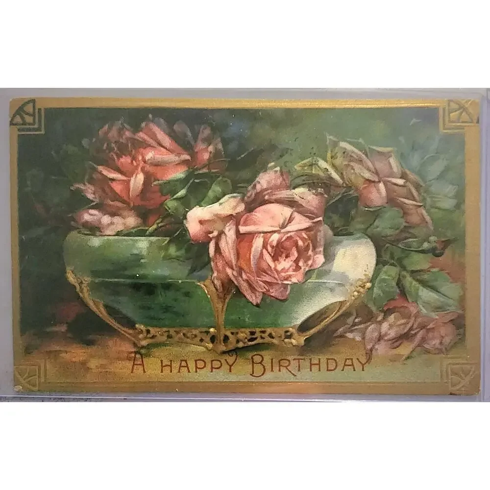 Lot Of Four Vintage Antique Embossed Postcards Flowers